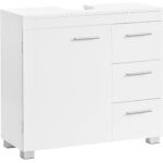 VASAGLE Dulap lavoar baie cu 3 sertare si 2 compartimente, MDF, 30x70x64 cm, alb Mob360