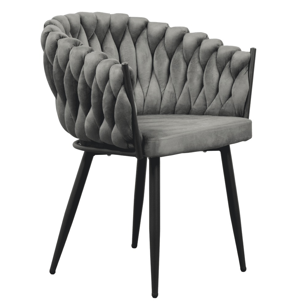 bler-kreslo-01-1-o Scaun de bucătărie, gri închis ţesătură velvet/negru, BLER - imagine 1