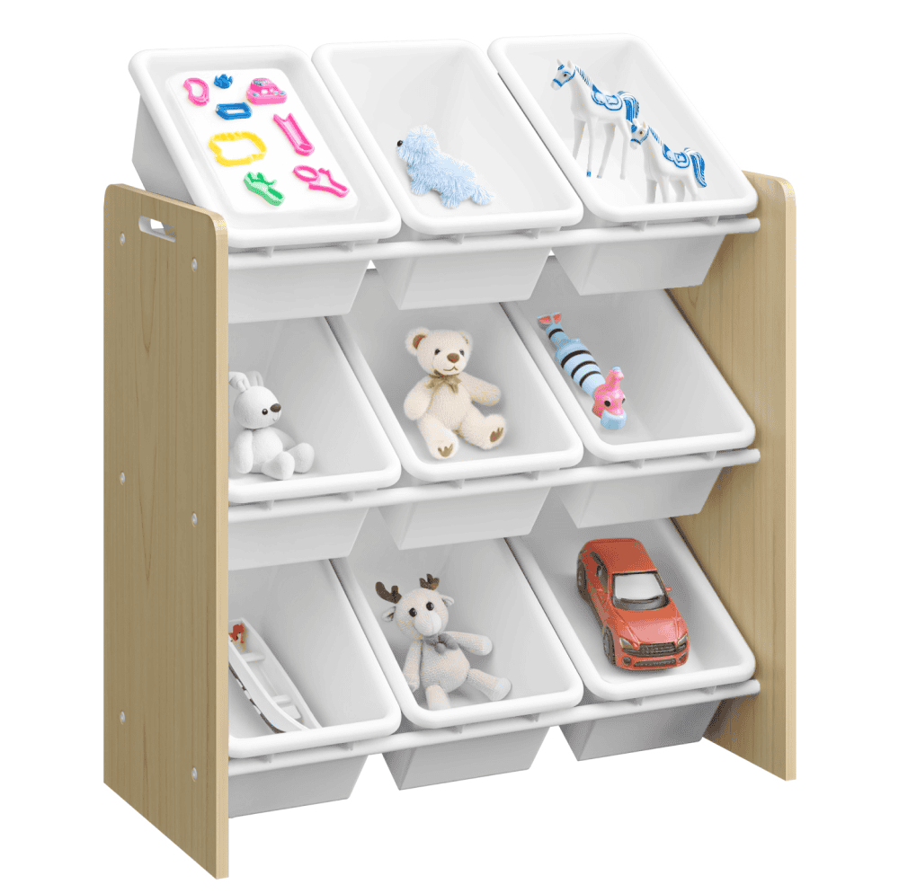 bois-regal-01-1 Organizator/raft pentru jucării, natural/alb, BOIS - imagine 1