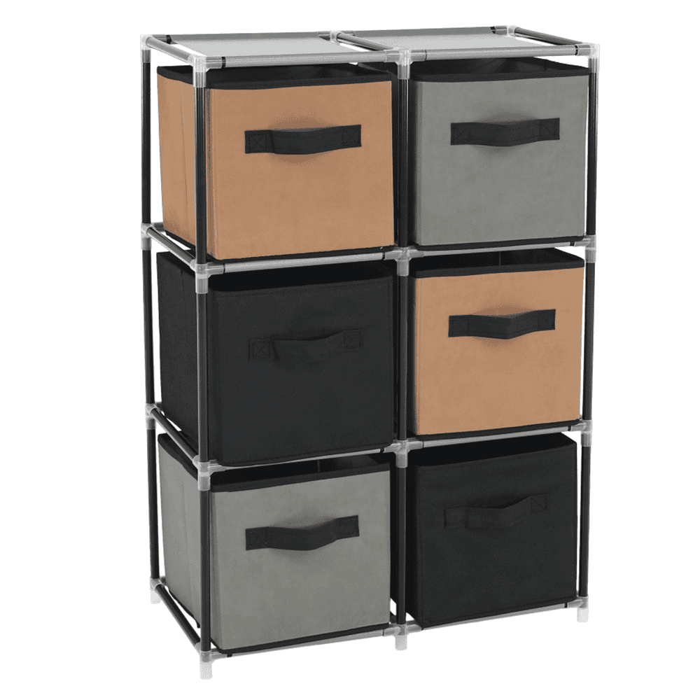 camilo-typ2-komoda-siva-hneda-latka-hlavna Comodă cu sertare din material textil, negru/maro/gri, CAMILO TYP 2 - imagine 1