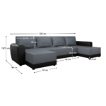 Canapea universală, gri/negru, DAKAR NEW U - imagine 6