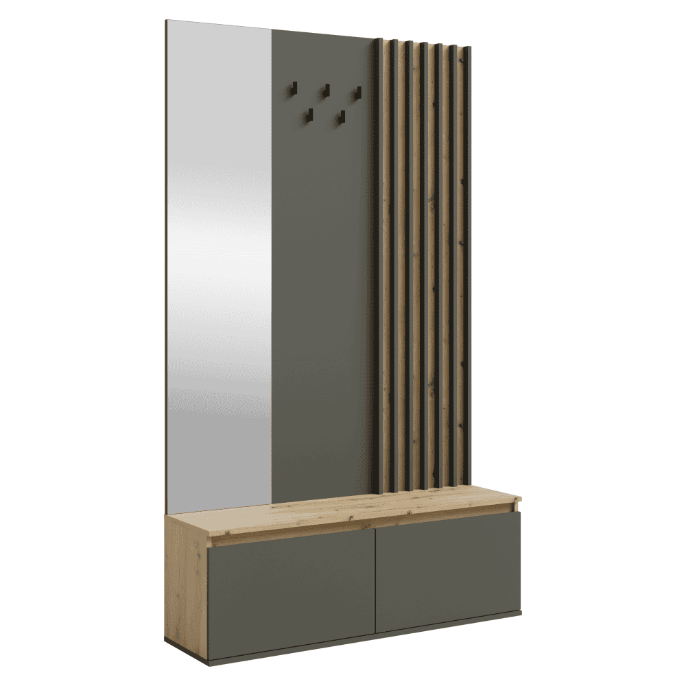 deris-predsien-90b-01 Set pentru hol, grafit/stejar artisan, DERIS - imagine 1