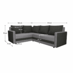 Canapea universală, neagră / gri, DINA L ROH - imagine 4