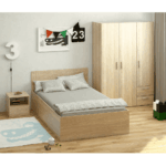 Pat cu somieră metalic şi spaţiu de depozitare, 120x200, stejar sonoma, DOLI - imagine 4