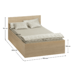 Pat cu somieră metalic şi spaţiu de depozitare, 120x200, stejar sonoma, DOLI - imagine 6