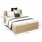 Pat cu somieră metalic şi spaţiu de depozitare, 140x200, stejar sonoma, DOLI - imagine 6