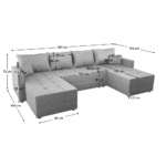 Set de canapea universală, gri, DUAN U UNI - imagine 5