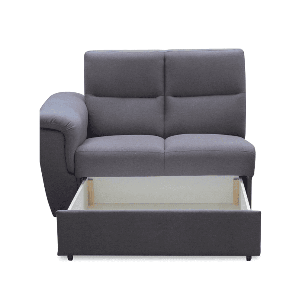 dvojsed-celocalunena-siva-born-02 Partea cu cotieră şi spaţiu de depozitare, material gri, la comandă, stânga, BORN 2 1B ZS - imagine 1