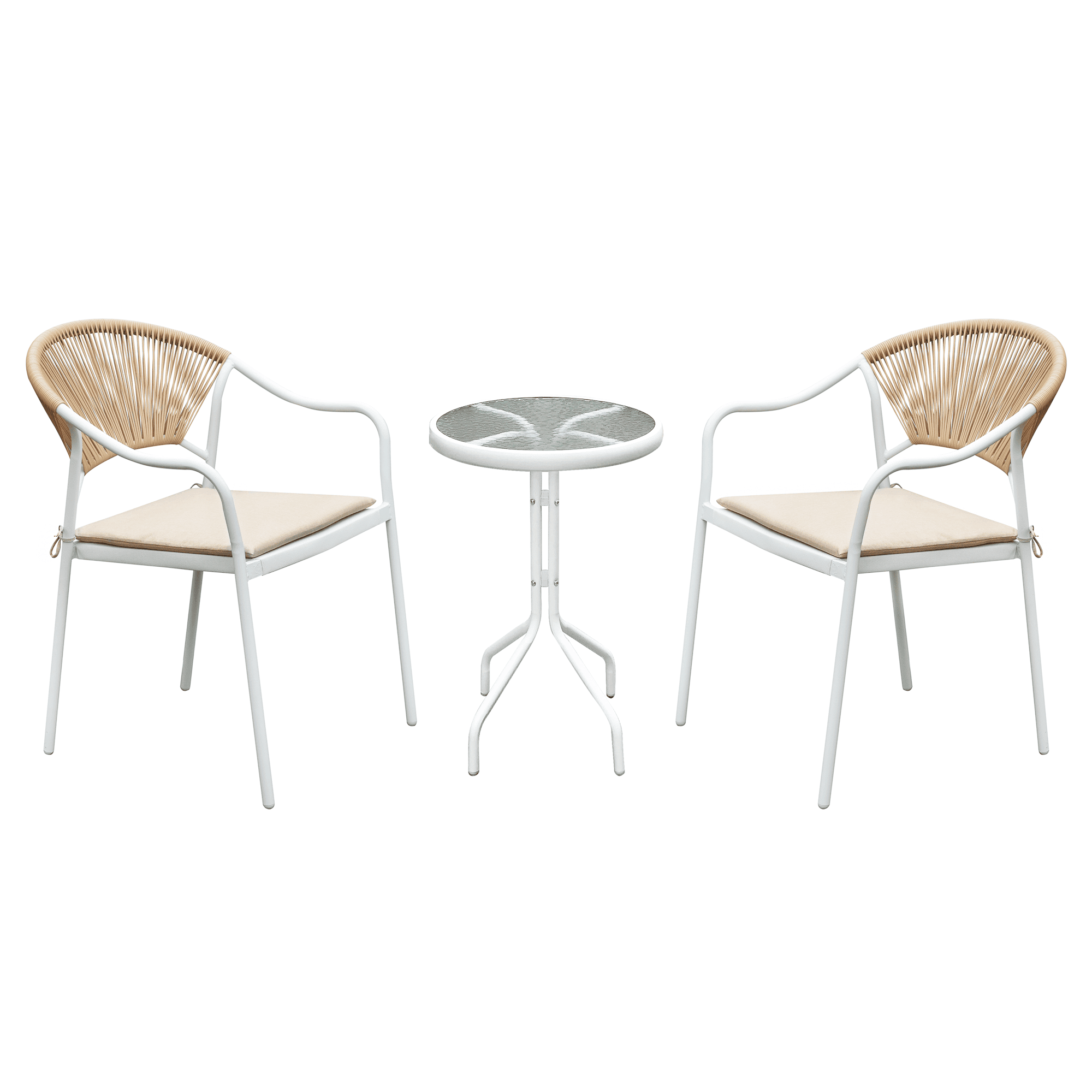 elior-set-biela-01-a Setul de ratan pentru grădină cu 3 piese, alb/bej, ELIOR - imagine 1