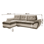 Canapea extensibilă, bej/maroniu deschis, stânga, ENIF ROH - imagine 4