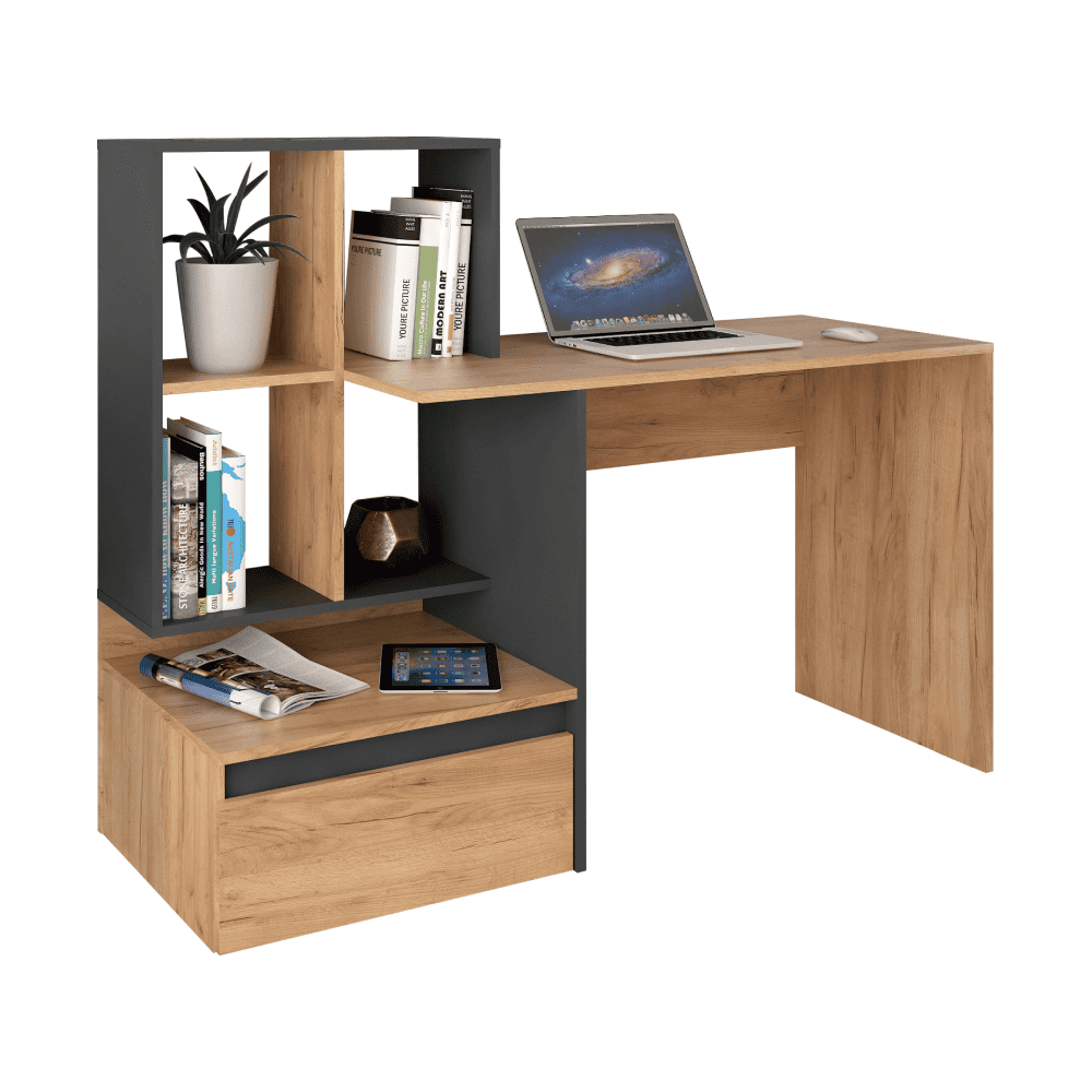 eross-new-pc-grafit-o-n-01 Masă PC, stejar craft auriu/grafit, EROSS NEW - imagine 1