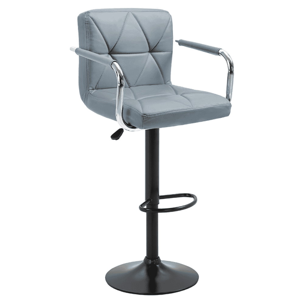 fabiola-bar-stolicka-siva-00 Scaun de bar, piele ecologică gri/neagră, FABIOLA - imagine 1