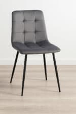 Scaun living tapitat cu catifea, spatar matlasat, 44x54x89 cm, gri Mob360 - imagine 3