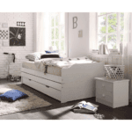 Pat cu module suplimentare extensibile, culoare albă, lemn masiv, 90x200, FLOPY - imagine 6