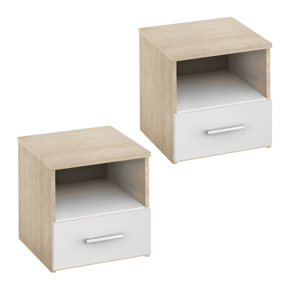 gabriela-nocny-stolik-dub-sonoma-biela-2 Noptieră, 2 buc., stejar sonoma/alb, GABRIELA - imagine 1