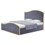 Pat cu somieră, 180x200, gri închis ţesătură Velvet/gold crom auriu, GEORGIA