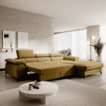 Set canapea extensibilă HORTY ROH, dreapta, în culoarea muştarului - imagine 6