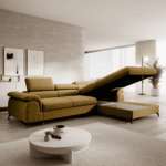 Set canapea extensibilă HORTY ROH, dreapta, în culoarea muştarului - imagine 7