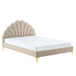 Pat cu somieră, 160x200, ţesătură Velvet bej, ISADORA - imagine 2