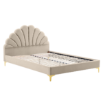 Pat cu somieră, 160x200, ţesătură Velvet bej, ISADORA - imagine 3