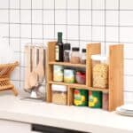 Organizator modular cu 3 forme de depozitare reglabile, din bambus, 65x15x40 cm, maro Mob360 - imagine 6