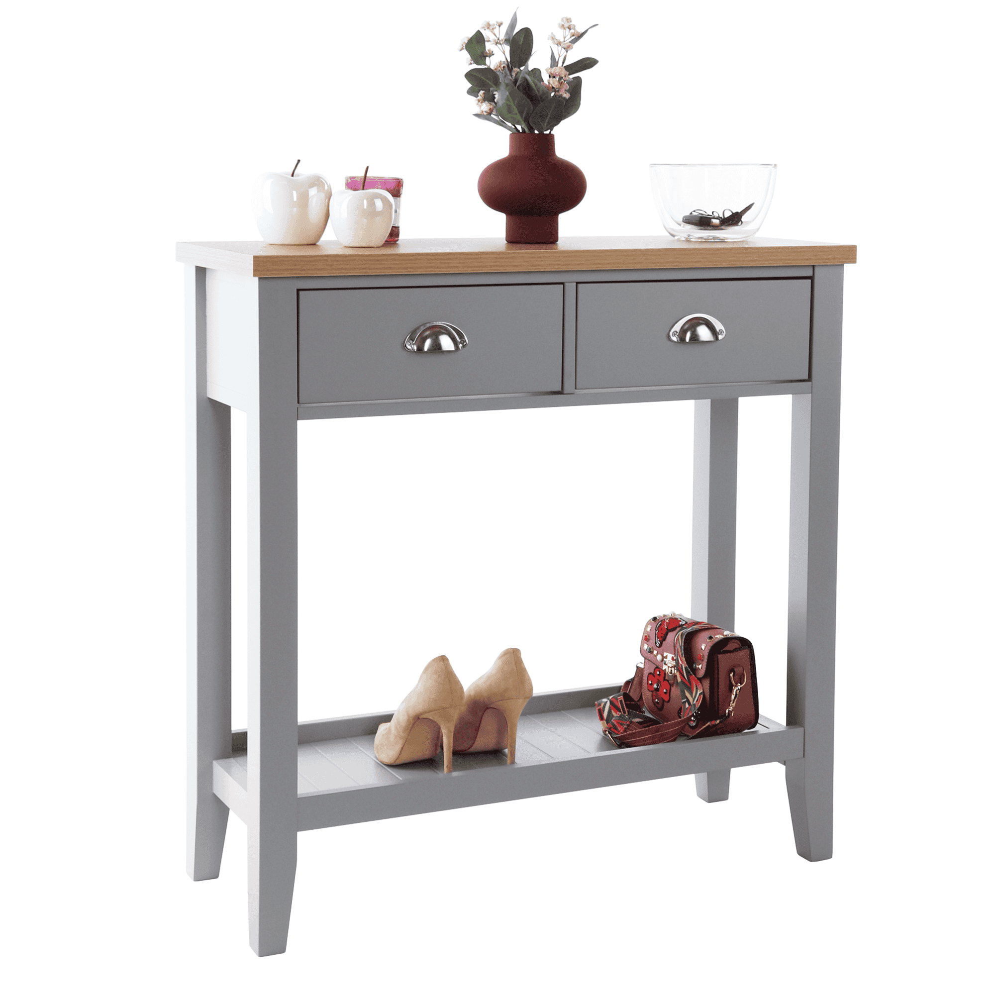 jerevan-konzolovy-stolik-siva-drevo-dekor-03 Consolă, nuc gri / deschis, JEREVAN - imagine 1