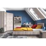 Pat cu spaţiu de depozitare, 140x200, castan Nairobi, JESI NEW - imagine 4