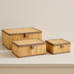 Set 3 cutii dreptunghiulare 5Five din bambus, marimi S-M-L, 32x25x16 cm, natur Mob360 - imagine 7