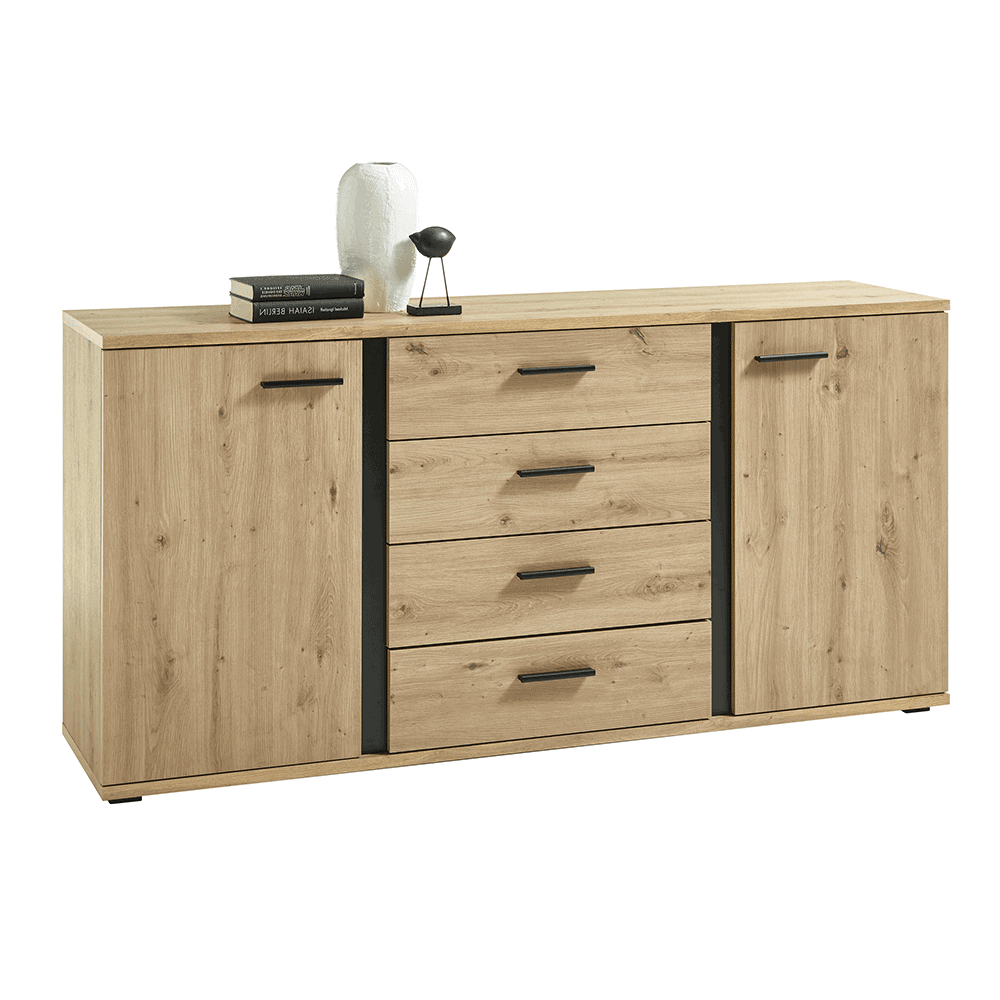 kanode-komoda-1x1k-02 Comodă, stejar artizan / negru, KANODE - imagine 1