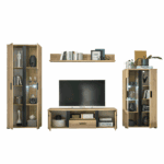 Perete living, stejar artizan / negru, KANODE - imagine 4