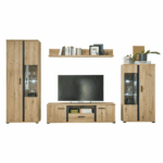 Perete living, stejar artizan / negru, KANODE - imagine 5