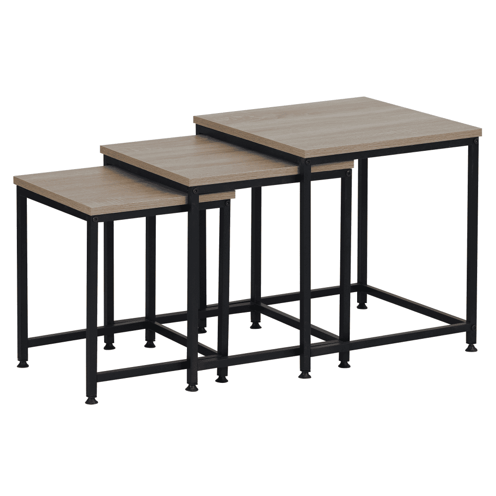 kastler-new-3-typ-konf-01 Măsuţe de cafea, set de 3 buc., stejar sonoma/negru, KASTLER 2 NEW TYP 3 - imagine 1