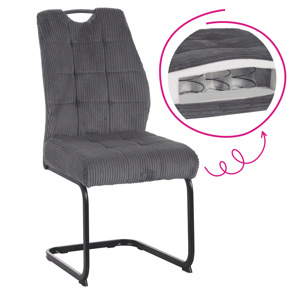 kelma-siva-hlavna Scaun pentru sufragerie, gri/negru, KELMA - imagine 1