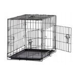 Cusca metalica pentru caine XL, pliabila, cu tava detasabila si maner, 91x57x63 cm, negru Mob360 - imagine 4