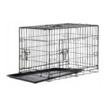 Cusca metalica pentru caine XL, pliabila, cu tava detasabila si maner, 91x57x63 cm, negru Mob360 - imagine 5