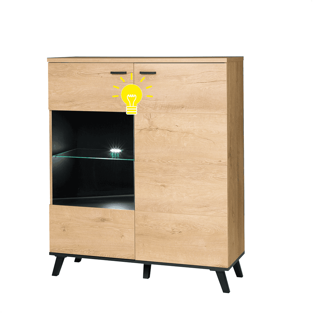 komoda-dub-lefkas-typ-4-ziarovkaa Iluminat LED la scrin SIRAN TYP 4 - imagine 1