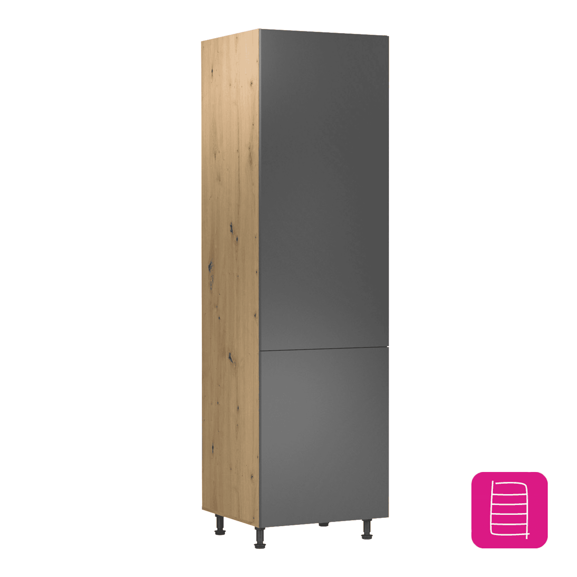 langen-d60r-01 Dulap alimentar cu rafturi, stejar artizanal/gri mat, universal, LANGEN D60R - imagine 1