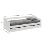 Pat cu pat suplimentar extensibil, alb, lemn masiv, 90x200, LAURA NEW - imagine 4
