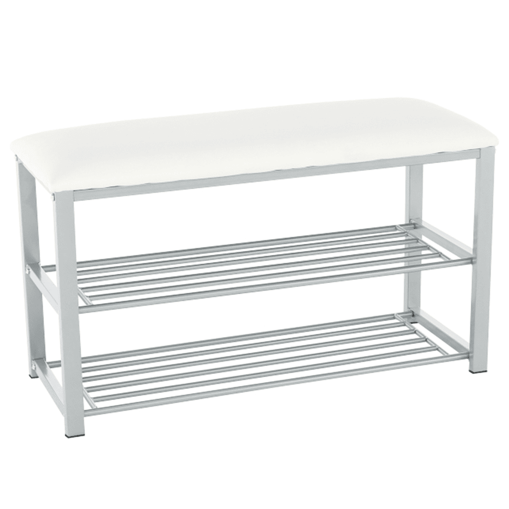 lavica-botnik-biela-langella-hlavna Bancă cu rafturi pantofi, bej/gri, LANGELLA - imagine 1