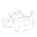 Set de grădină din ratan, 5 piese, negru / gri, LERON - imagine 2