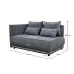 Canapea extensibilă, gri, pe stânga, LIAMI - imagine 2