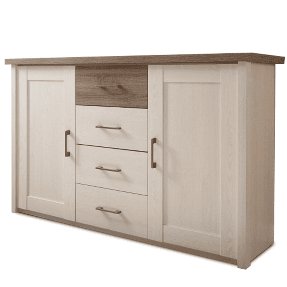 lumera-komoda-hlavna Scrin, pin alb/stejar sonoma trufă, LUMERA - imagine 1