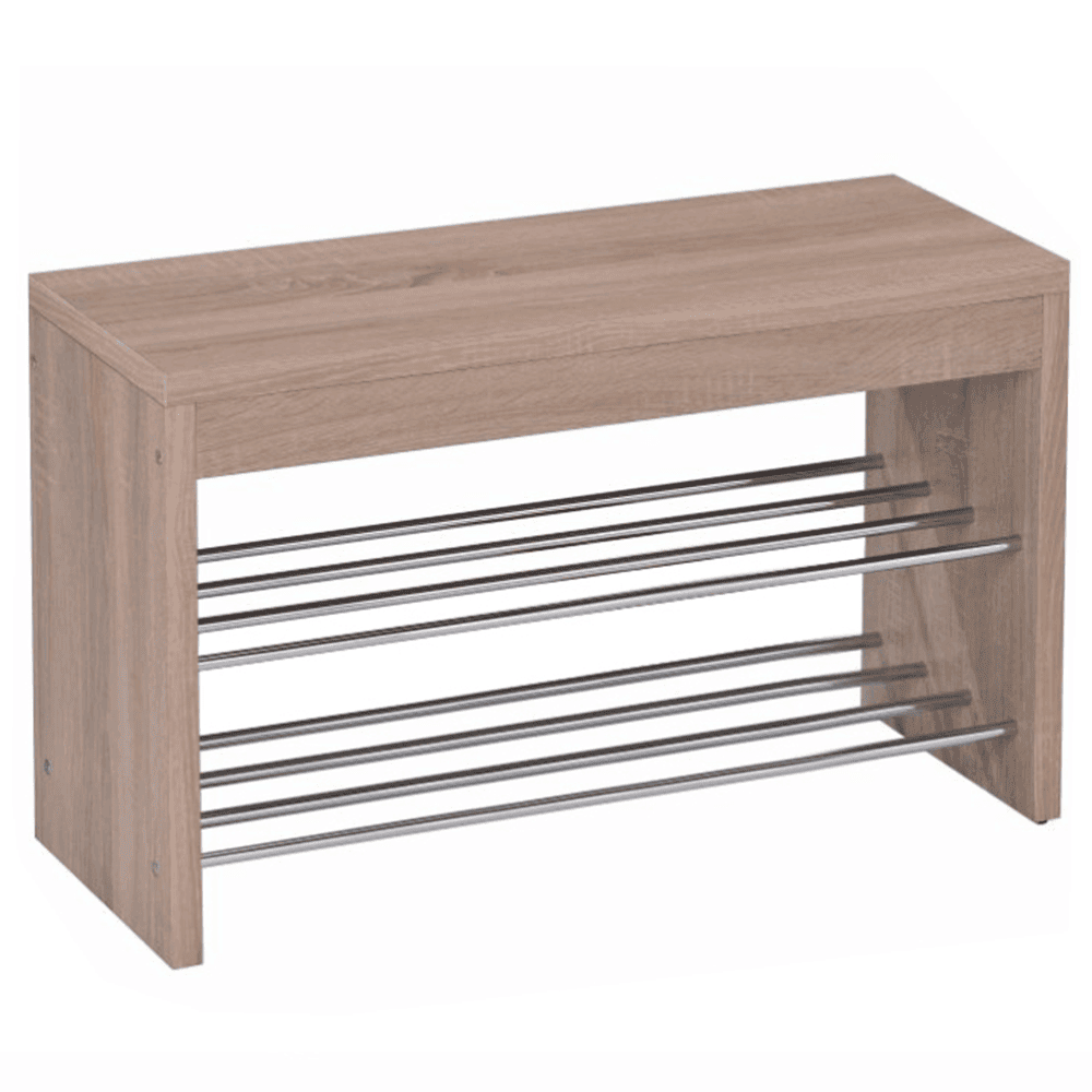 lusia-lavica-dub-hlavna Laviţă cu dulap pentru încălţăminte, stejar sonoma/crom, LuşiA - imagine 1