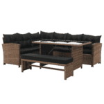 Set de grădină din ratan, maro deschis / negru, MADUL