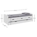 Pat cu pat suplimentar extensibil, alb, lemn masiv, 90x200, MARINELLA NEW - imagine 6