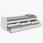 Pat cu pat suplimentar extensibil, alb, lemn masiv, 90x200, MARINELLA NEW - imagine 5