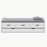 Pat cu pat suplimentar extensibil, alb, lemn masiv, 90x200, MARINELLA NEW - imagine 2