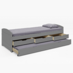 Pat cu pat suplimentar extensibil, gri, lemn masiv, 90x200, MARINELLA NEW - imagine 6