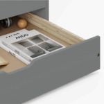 Pat cu pat suplimentar extensibil, gri, lemn masiv, 90x200, MARINELLA NEW - imagine 2