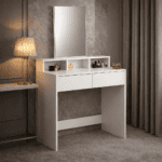 Masa de toaleta cu oglinda si 2 sertare, 80x40x140 cm, alb Mob360